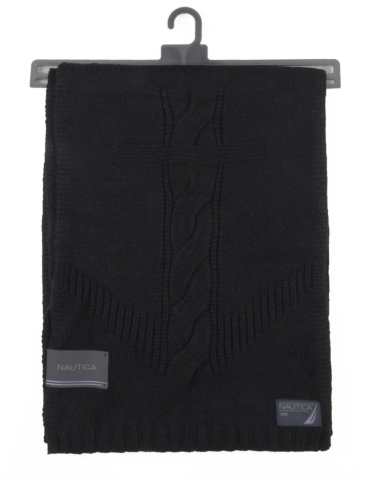MENS NAUTICA ANCHOR WOOL BLEND BLACK SCARF ONE SIZE