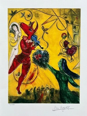 Marc Chagall DANCE & THE CIRCUS Limited Edition Facsimile Signed Giclee 15 x 11" - Image 1 of 4