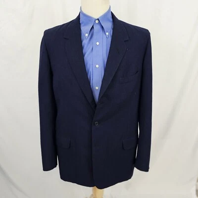 Oxxford Clothes Vintage 1950s 3/2 Roll Navy Blue Blazer Suit Coat 38R - Image 1 of 4