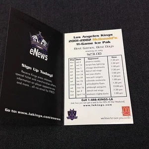 Los Angeles Kings 2001-2002 Hockey Schedule McDonald's 11 Game Ice Pack - Picture 1 of 2