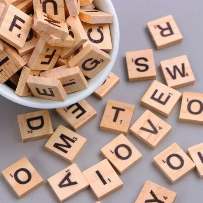 100-2000 Wooden Scrabble  Black Letters Tiles For Crafts Wood Alphabets Toy UK - Image 1 of 4