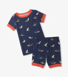 NWT Sizes 4 8 HATLEY Glow in the Dark Shark Short Pajamas Organic Cotton - Picture 1 of 3