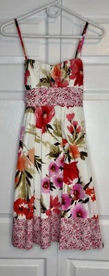 Vestido My Michelle Fit & Flare para mujer 3 correas de espagueti florales de algodón multicolor Foto 1 de 4