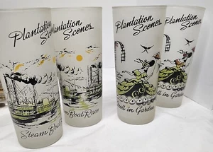 Vintage Southern Plantation Scenes Frosted Tea Glasses - set of 5 - Picture 1 of 9