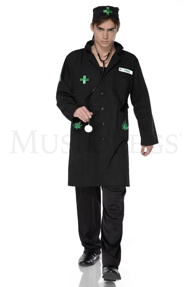 Green Leaf Doctor 3 Pc Halloween Cosplay Black Men's Costume Set Size XL - Image 1 of 4