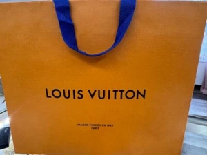 LOUIS VUITTON 15.6 X 13.25 X 6.25 Large Authentic Gift Shopping Paper Bag Orange - Picture 1 of 3