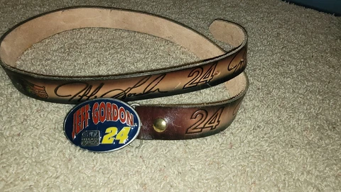 Jeff Gordon Pewter Leather Stamped Belt And Belt Buckle Cover