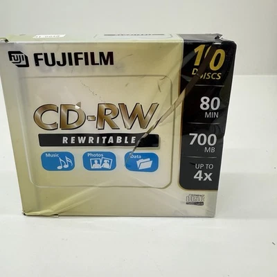 FUJIFILM CD-R 10 Pack 80 Min 700 Mb 48x5 Compact Disc Recordables NEW SEALED - Image 1 of 4