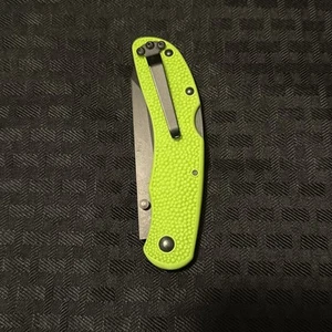 Ka-bar 5698 ZK Kharon Tanto Lockback Folding Pocket Knife Neon Green Zombie - Picture 1 of 8