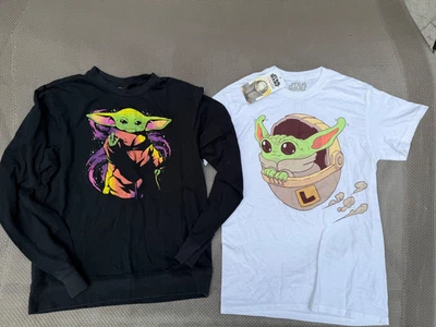 LOT OF 2 Star Wars BABY YODA, THE CHILD Cotton Sweatshirt and t-shirt LARGE - Image 1 of 4