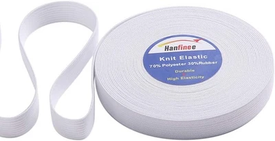 Banda elástica tejida HANFINEE de 3/4 pulgadas de ancho para coser x15 yardas, blanca  Foto 1 de 4