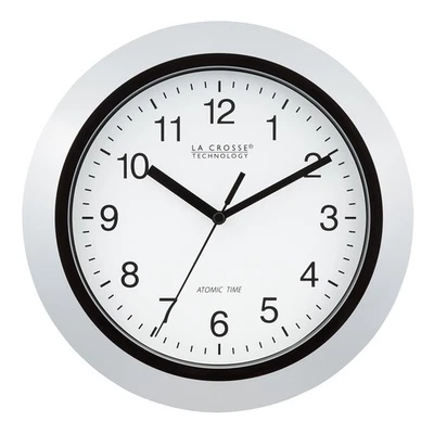WT-3102S Atomic Analog Wall Clock, 10", Silver - Image 1 of 4