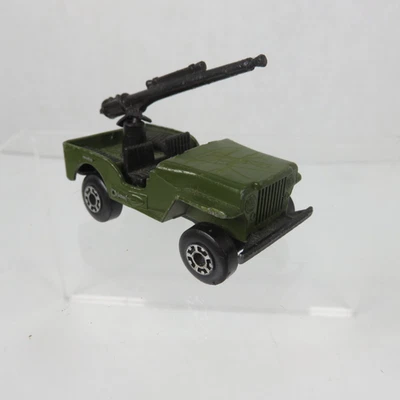 Vintage 1976 Matchbox Superfast #38 Jeep Green Army Gun - Image 1 of 4