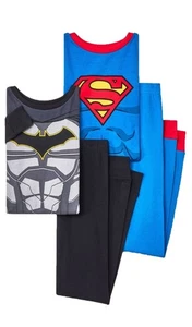 Boys' Superman and Batman Long Sleeve 4 Piece Pajama Set - Picture 1 of 1