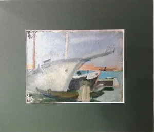 BERNARDINO PALAZZI, Small Port of Venice, oil on canvas cm 20.5x15, 1944 frame - Picture 1 of 9