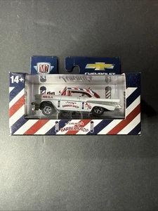 2024 M2 Machines 1957 Chevrolet Bel Air Gasser R82 'JIMMY'S BARBER SHOP ' White  - Picture 1 of 2