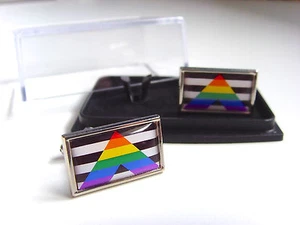 STRAIGHT ALLY ALLIES FLAG GAY PRIDE RAINBOW MENS CUFFLINKS GIFT - Picture 1 of 3