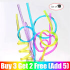 10 x Silly straws Party Cocktail Kids Adults Curly Bendy Drinking Coloured Bag