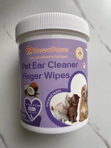 Pet Ear Cleaner Finger Wipes 60 Count, Grooming Kit Care Coconut Scent - Picture 1 of 1
