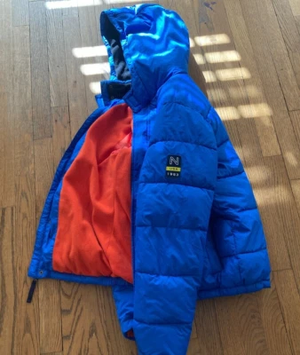 Abrigo de invierno vintage 1983 NAUTICA para niños XL 18/20 azul extendido, forro naranja, capucha Foto 1 de 4