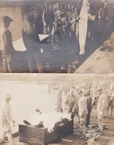 Filippine 2 cartoline fotografiche Sepoltura di soldato americano ucciso dai ribelli Moro - Foto 1 di 4