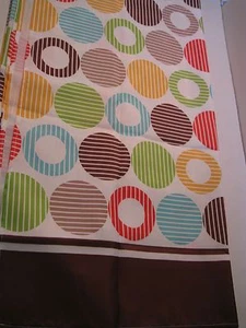 Bright Colorful Circles Geo White Green Brown Blue Red Yellow Shower Curtain NEW - Picture 1 of 8
