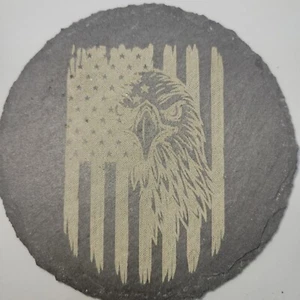 Juego de posavasos de pizarra America Flag Eagle nuevo hecho a mano grabado láser - 4 - Imagen 1 de 4