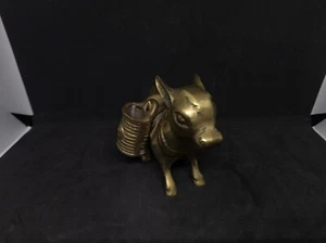 Vintage Brass Donkey 4.5 in x 5 in with Side Bags Shakers 2 Peppers No Salt - Picture 1 of 3