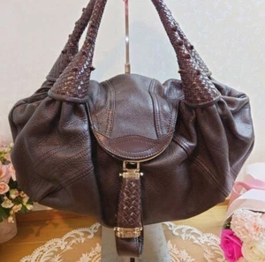 FENDI Spy Bag Brown Braided Leather Shoulder Bag Craftsmanship Collector’s - Picture 1 of 9