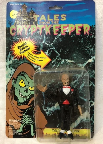Vintage 1990 Tales from the Crypt Cryptkeeper Tux Action Figure, sealed ON CARD Cover