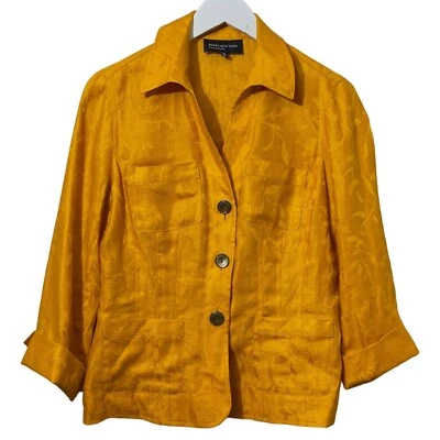 Chaqueta de lino Jones New York talla 6 para mujer Blazer naranja Foto 1 de 4