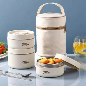 Vacuum Thermal Lunch Box Insulated Soup Cup Bento Food Container + Spoon + Bag - Picture 1 of 20
