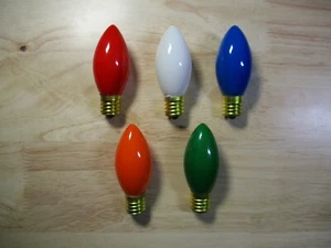 C9 Traditional Incandescent Holiday Light Bulb - Red White Blue Green Orange - Picture 1 of 6