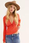 Intymnie Free People One Of The Girls Henley Coral Delux NWET XSmall