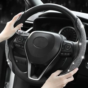 2Pcs Car Steering Wheel Booster Cover Diamond Rhinestone Sparkling Anti-slip AU - Picture 1 of 12