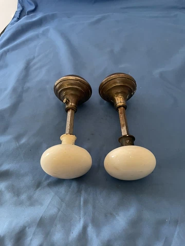 Door Porcelain Handle Knobs Vintage Retro 1930-1940 Collectable set of 2! Cover