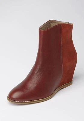 Botines de cuña de cuero para mujer H BY HUDSON Sefton, marrón talla 9 M (39) Foto 1 de 4