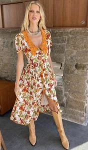 NWT Sample Chasing Unicorns Cotton Gauze & Crochet Midi Dress Sz XS - Picture 1 of 4