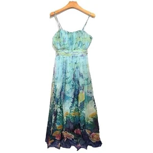 Maxi vestido largo de seda sin mangas talla XS para mujer SCR027 - Imagen 1 de 5
