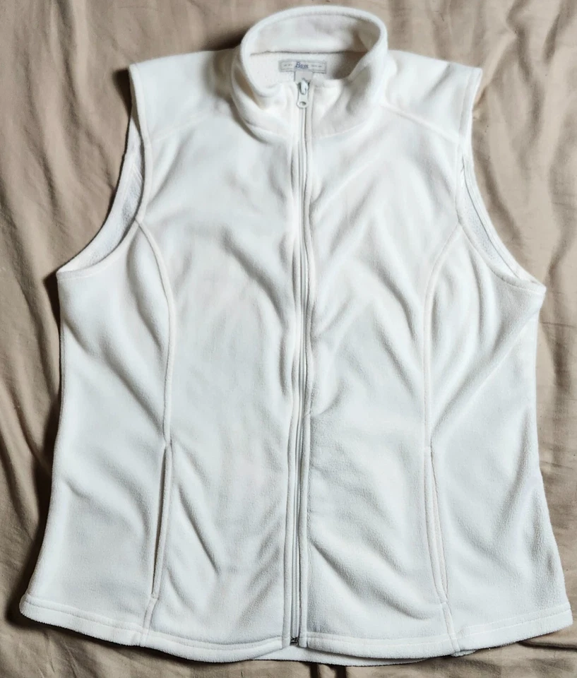 Bass White Vest Jacket Women Comfort Fleece Full Zip Size XL - Image 1 of 4