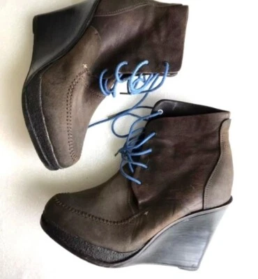 RAG & BONE Dolgan Preloved Cuero Marrón Cuña Plataforma Tacón Botín 8 Mujer Foto 1 de 4