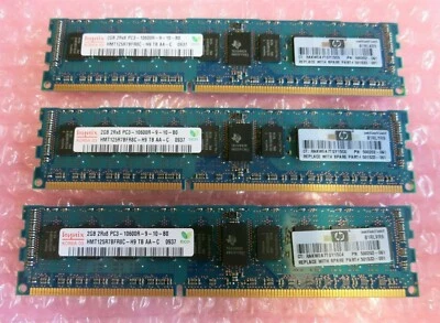 3 x HP Hynix HMT125R7BFR8C-H9 500202-061 501533-001 2GB PC3-10600 240P RAM - Image 1 of 4