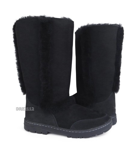 Stivali donna UGG Sundance II Revival in pelliccia scamosciata nera taglia 6 NUOVI 