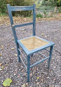 Vintage Wooden Chair Rattan Seat Retro Plant Bathroom Bedroom - Picture 1 of 11