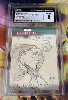 2008 Marvel Masterpieces III Artist Sketch Card UD Sky Box BattleAxe 1/1 CGC 8 - Image 1 of 2