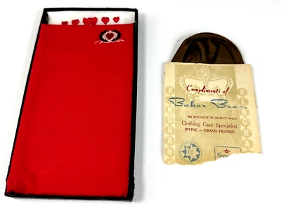 2 Nuevos Pañuelos San Valentín Hombres 1 Rojo 1 Blanco Marrón Bolsillo Seda Panadero Hermanos Foto 1 de 4