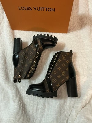 Louis Vuitton Star Trail Monogram Leather Platform Lace Up Booties 39 EU  8 US - Image 1 of 4