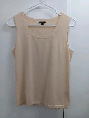 Camiseta sin mangas LAFAYETTE 148 New York tejido elástico cuello redondo en beige claro talla mediana Foto 1 de 4