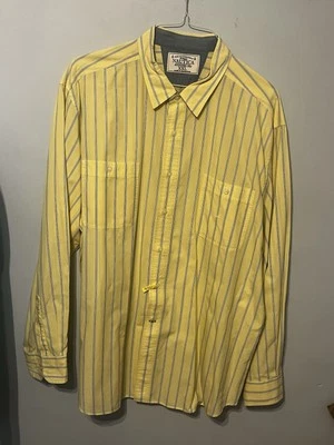 Мужская Nautica хлопок желтый синий полоски длинным рукавом рубашка SZ XXL 18,5 36/37 - Изображение 1 из 4