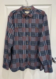 TERRITORY AHEAD Hemd Herren XL Flanell Patchwork Print Taschen Knopfleiste - Bild 1 von 8